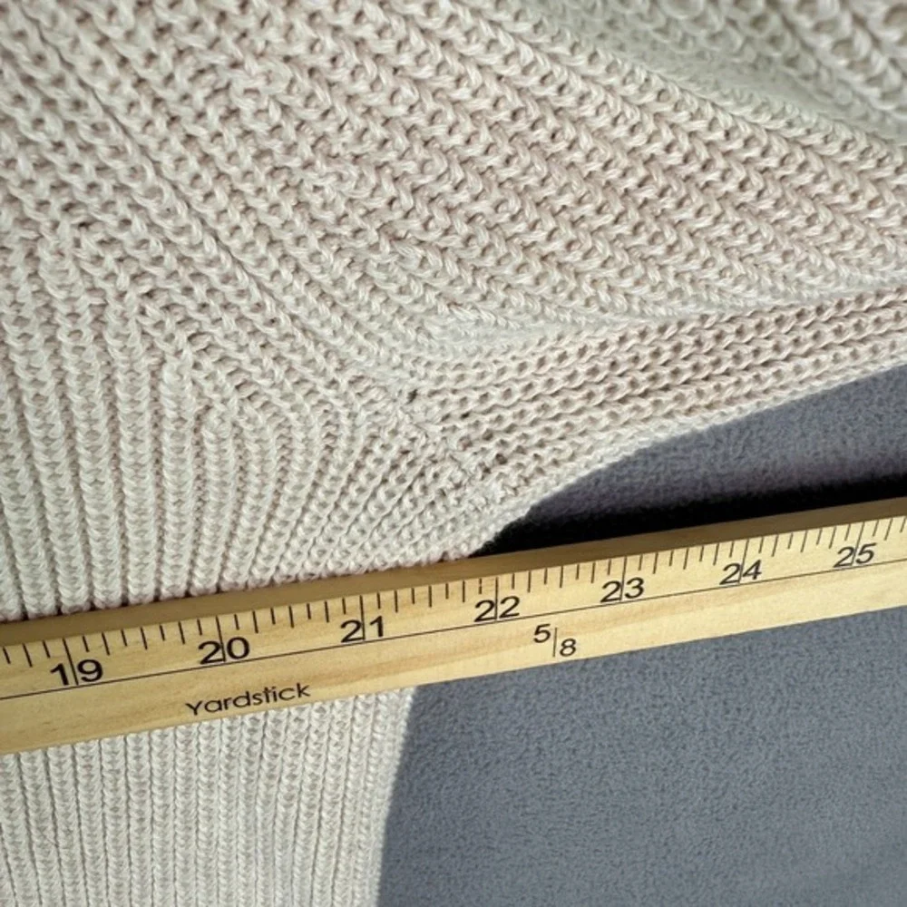 Knit for J. Crew Men's Chunky Ribbed Knit Sweater White 1/4 Zip Mock Neck‎ M